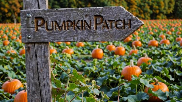 Scenic pumpkin patch journey captured in vibrant autumn colors