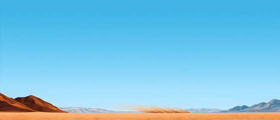Desert Landscape Under A Clear Blue Sky
