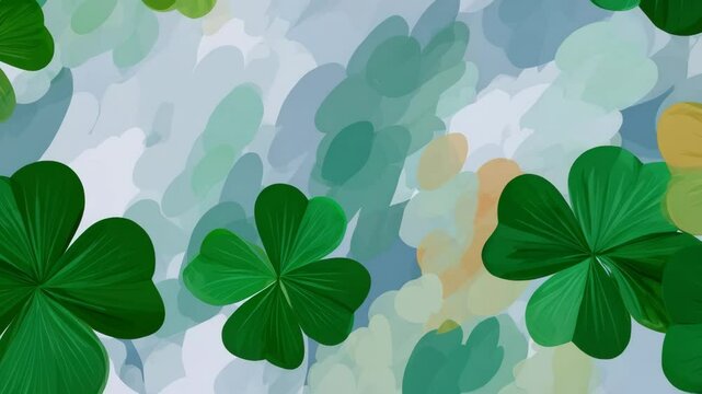 Stylized green shamrocks and blue abstract background for Saint Patrick's Day celebrations
