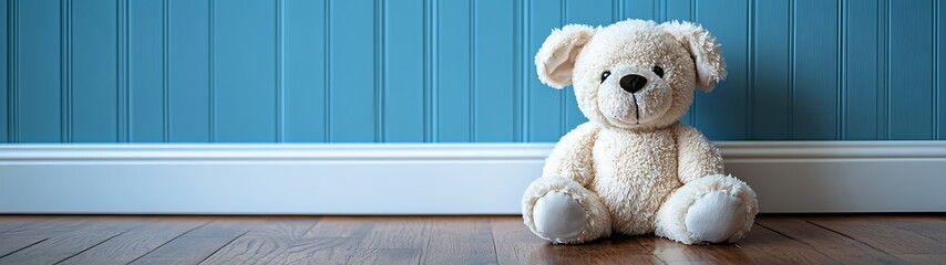 Obraz premium Teddy bear sitting near wall