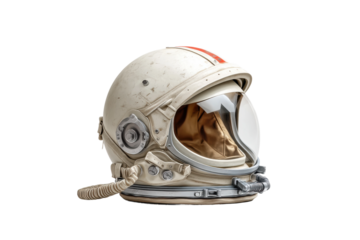 PNG Vintage space helmet with reflective visor on black background