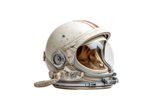 PNG Vintage space helmet with reflective visor on black background