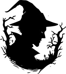 vector illustration of a silhouette of a witch