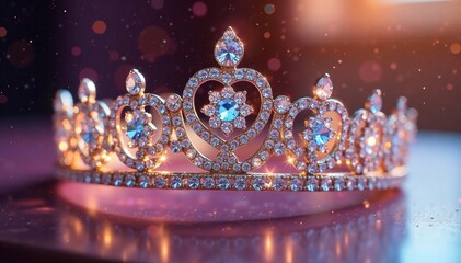 Sparkling princess tiara, perfect for fairytale themes Close-up shot highlighting intricate details , royal, beautiful, close-up