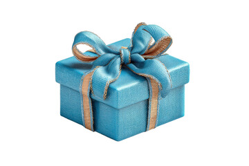 PNG Blue gift box with ribbon bow on black background