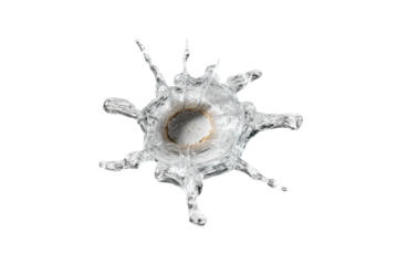 PNG Splashing water burst over black background in artistic freeze frame