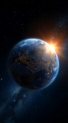 Obraz premium Earth From Space: Sunrise Over Eurasia