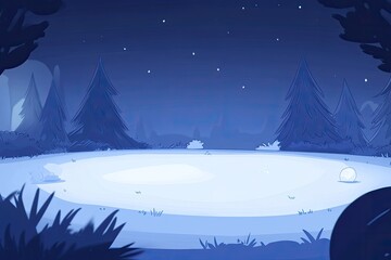 Fototapeta premium Frozen night forest glade