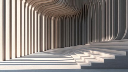 abstract wooden structure forms an optical illusion with wavy design Concept.