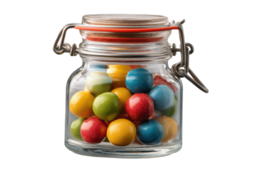 PNG Colorful gumballs in a sealed glass jar