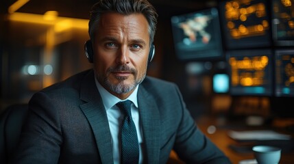 Focused Businessman in Modern Office