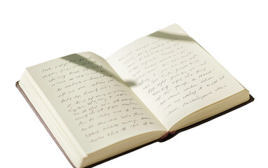 Close up of a wedding vow book with a handwritten note capturing the personal and heartfelt promises of marriage isolated on white background PNG