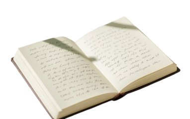 Close up of a wedding vow book with a handwritten note capturing the personal and heartfelt promises of marriage isolated on white background PNG