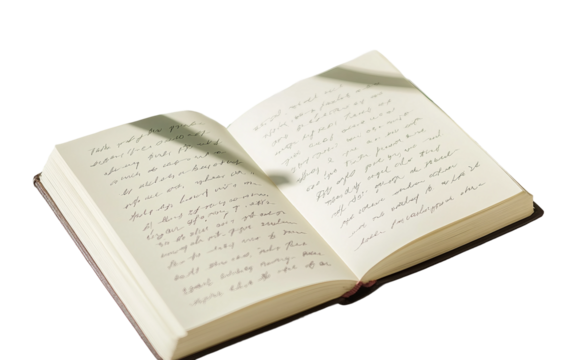 Close up of a wedding vow book with a handwritten note capturing the personal and heartfelt promises of marriage isolated on white background PNG