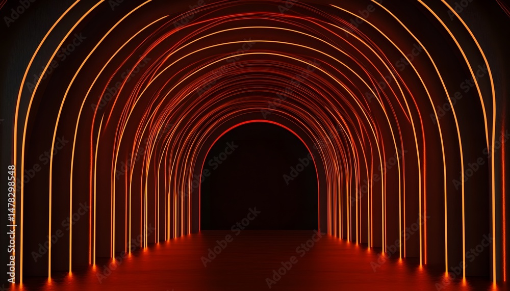 Sticker abstract archway tunnel with glowing lines.