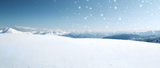 Snowy Mountain Range With Light Snowfall
