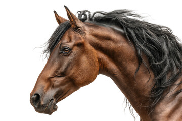 PNG Majestic brown horse portrait with black mane on black background