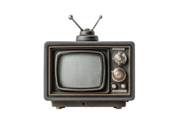 PNG Vintage retro television with antennas and control knobs