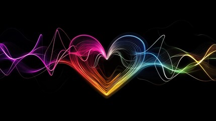 Digital artwork of colorful waveform spiraling into heart symbolizing emotion connection through sound symbolic design