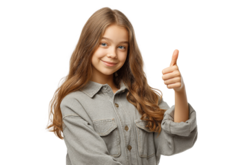 PNG Young caucasian female child giving a thumbs up with a smile