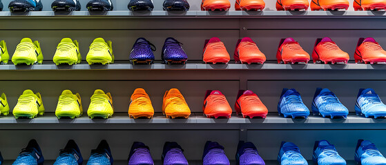 Colorful Soccer Cleats On Display