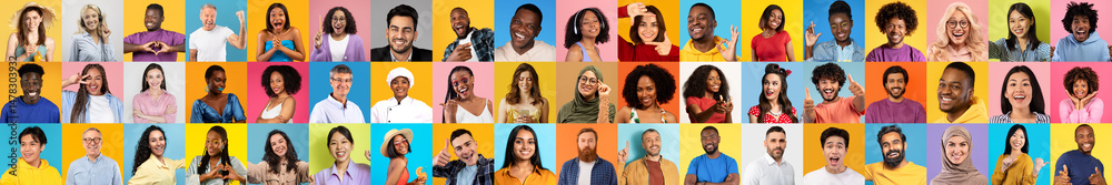 Aufkleber a collection of diverse individuals showcases joy and togetherness. each person is captured with uni