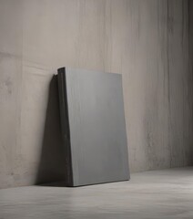 Sleek hardcover book mock-up against a textured concrete wall  Ideal for showcasing book covers or design concepts ,  publication,  novel