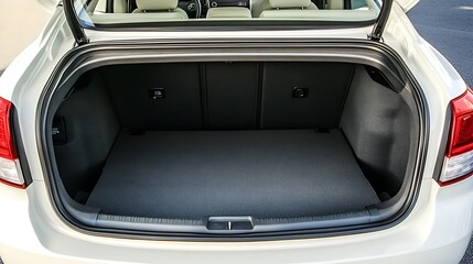 Spacious Trunk of a Modern Sedan:  A Clean and Organized Cargo Area
