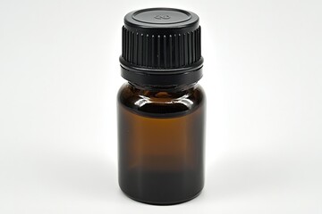 Amber glass bottle with black cap