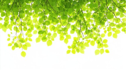 Fototapeta premium Fresh green leaves hang creating light, airy canopy and nature concept theme