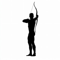 Dynamic Archer Silhouette Bowman Precision Target Action Athletic Training Outdoors Warrior Sport Fitness Agility Strength Poised Shooting Concentration Sideview Graphic Design Art Illustration