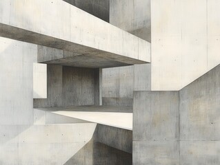 Abstract Concrete Architecture with Strong Geometric Lines and Shapes