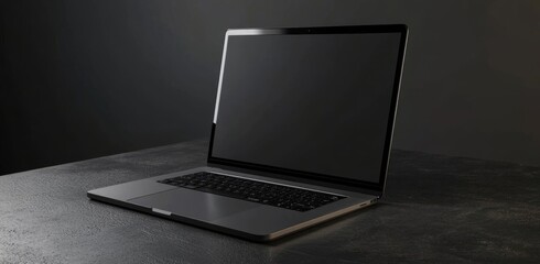Open Laptop on Table Shows Sleek Design and High Performance Technology