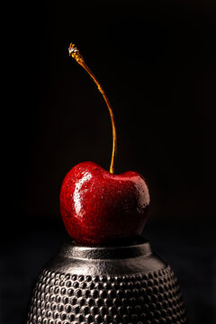 cherry on a black background