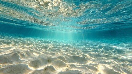 Obraz premium Underwater Scene: Sandy Ocean Floor with Sunlight Penetration