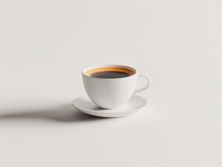 Obraz premium Simple White Coffee Cup with Saucer Against Minimalist Background