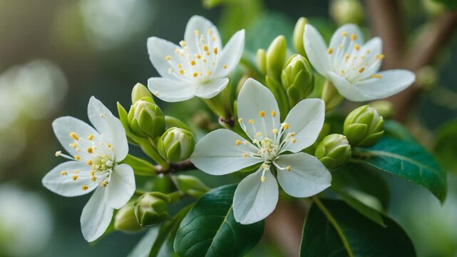 Detailed view of flowers against a blurred background.