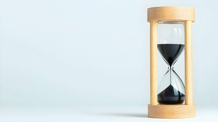 Wooden Hourglass Against Light Gray Background
