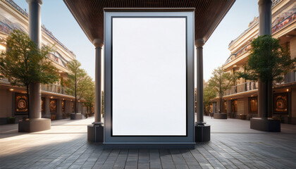 empty blank advertising panel at theater entrance digital ooh vertical billboard