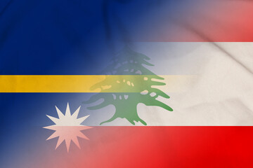 Nauru and Lebanon official flag transborder relations LBN NRU