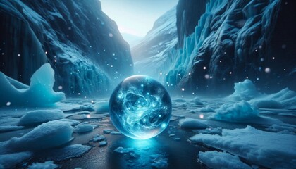 The glowing sphere in the ice valley