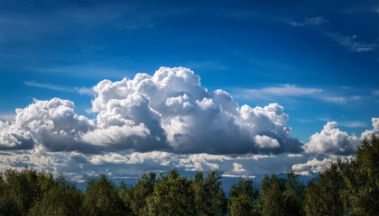 stunning image of fluffy cumulus clouds against a vibrant blue sky a serene and peaceful scene