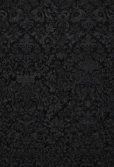 Intricate black gothic damask wallpaper, seamless floral vines , seamless, detail