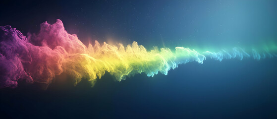 Abstract Rainbow Stream Of Particles On Dark Background