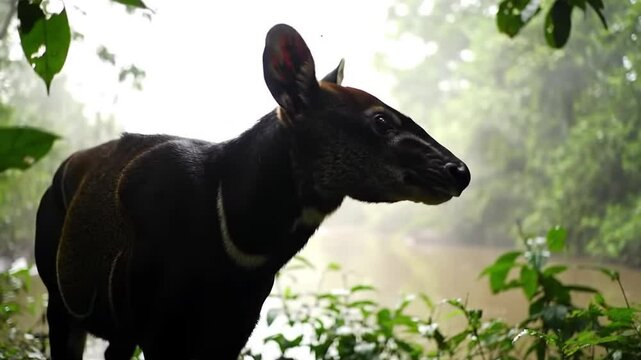 Wild okapi in the congo rainforest: exploring wildlife, nature, and okapi animal facts and conservation