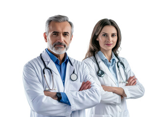 Fototapeta premium Team of doctors standing together isolated on transparent background