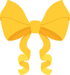 Gold bow icon. Cartoon vector yellow ribbons satin bows for xmas gifts, present cards and luxury wrap pack isolated on white background