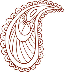 Henna tattoo doodle element on white background. Arabic ornate swirls element. Indian floral design for you