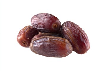 Obraz premium A close-up shot of four dates against a white background.