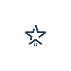 Obraz premium Simple Star House or Home Star logo concept with simple line vector